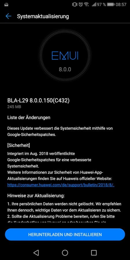 Huawei mate 10 pro update android pie
